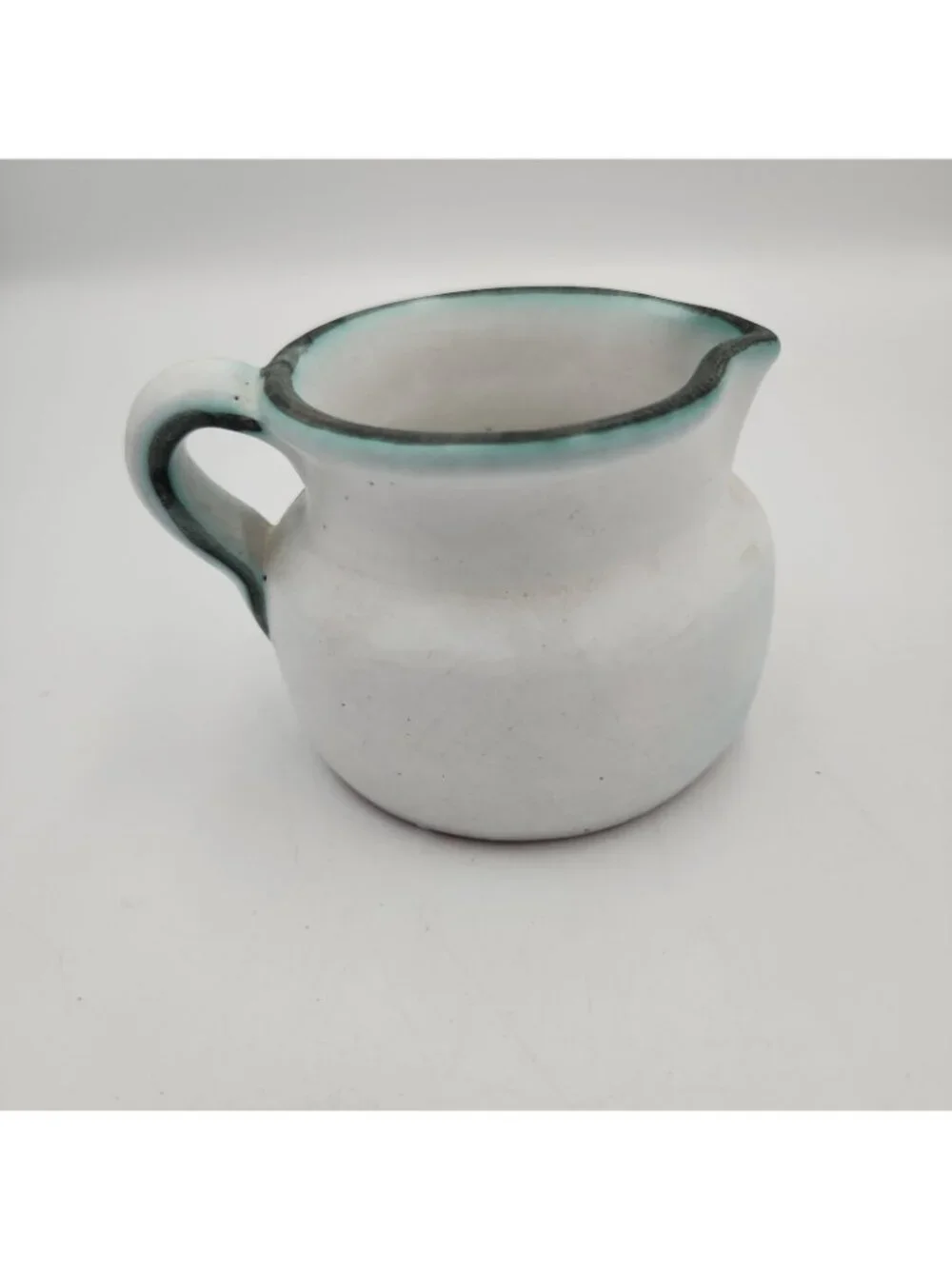 Creamer Pitcher Pottery Tonala Portugal White Blue Flower 3